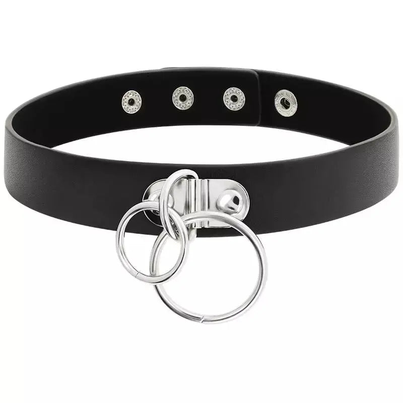 Coquette Hand Crafted Choker Vegan Leather - Double Ring Flutters.ie