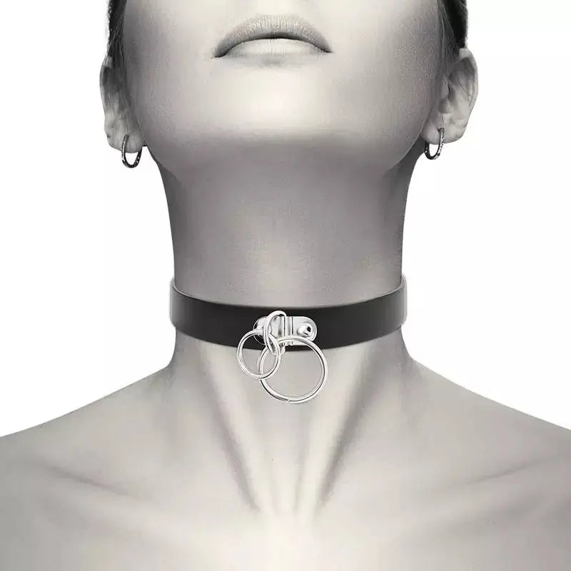 Coquette Hand Crafted Choker Vegan Leather - Double Ring Flutters.ie