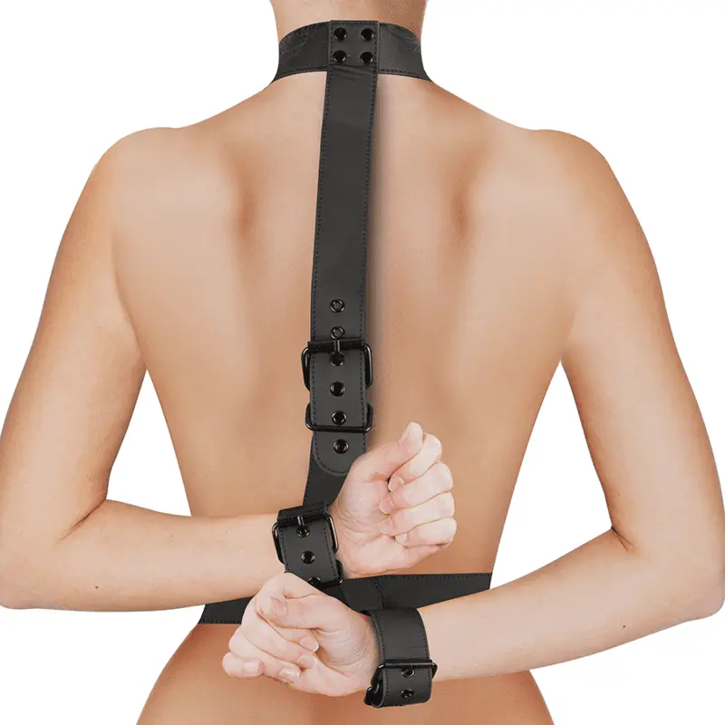 Fetish Submissive Bondage – Collar &amp; Wrist Cuffs Body Restraint Set Fetish Submissive Bondage